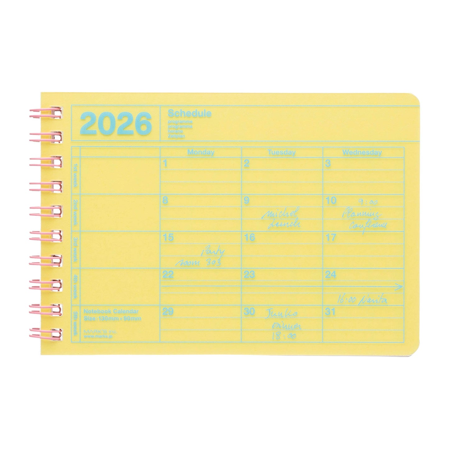 Mini Notebook Calendar 2026 - Monthly format