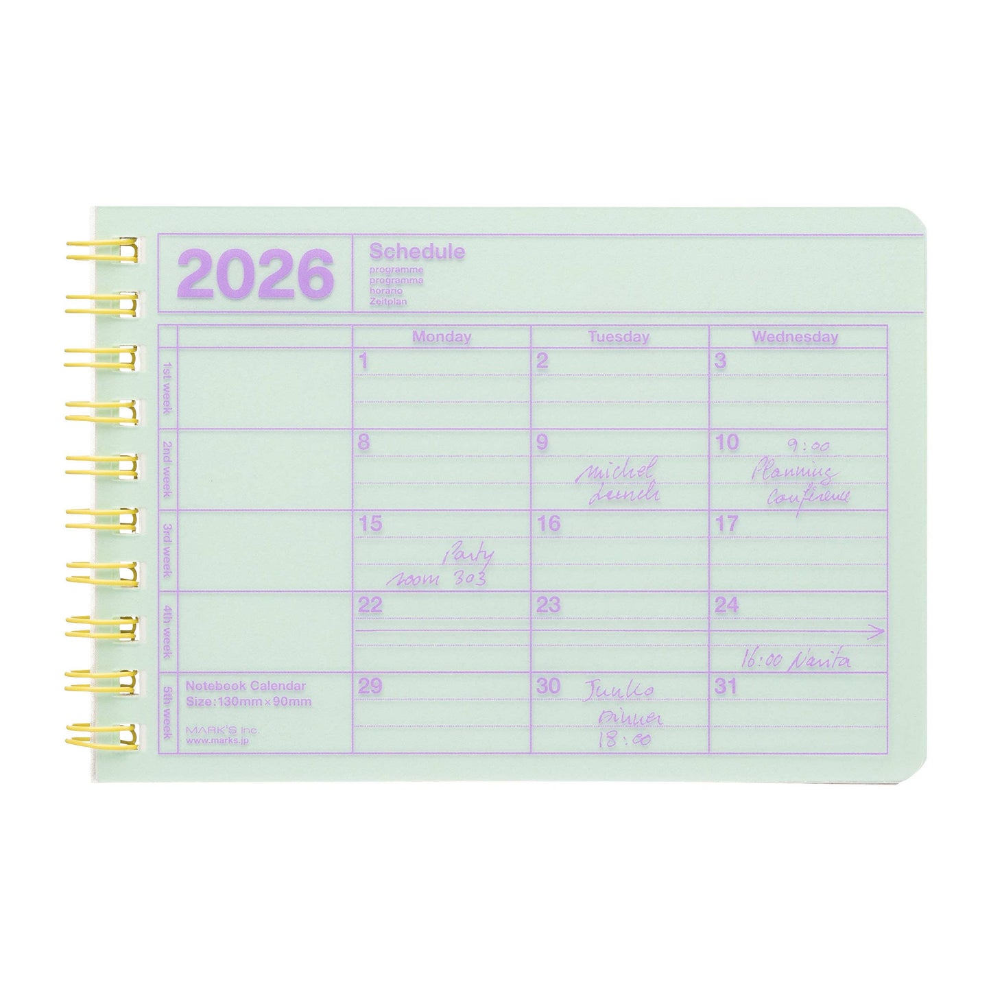 Mini Notebook Calendar 2026 - Monthly format