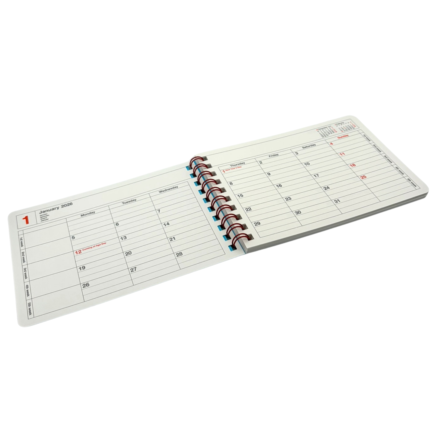 Mini Notebook Calendar 2026 - Monthly format